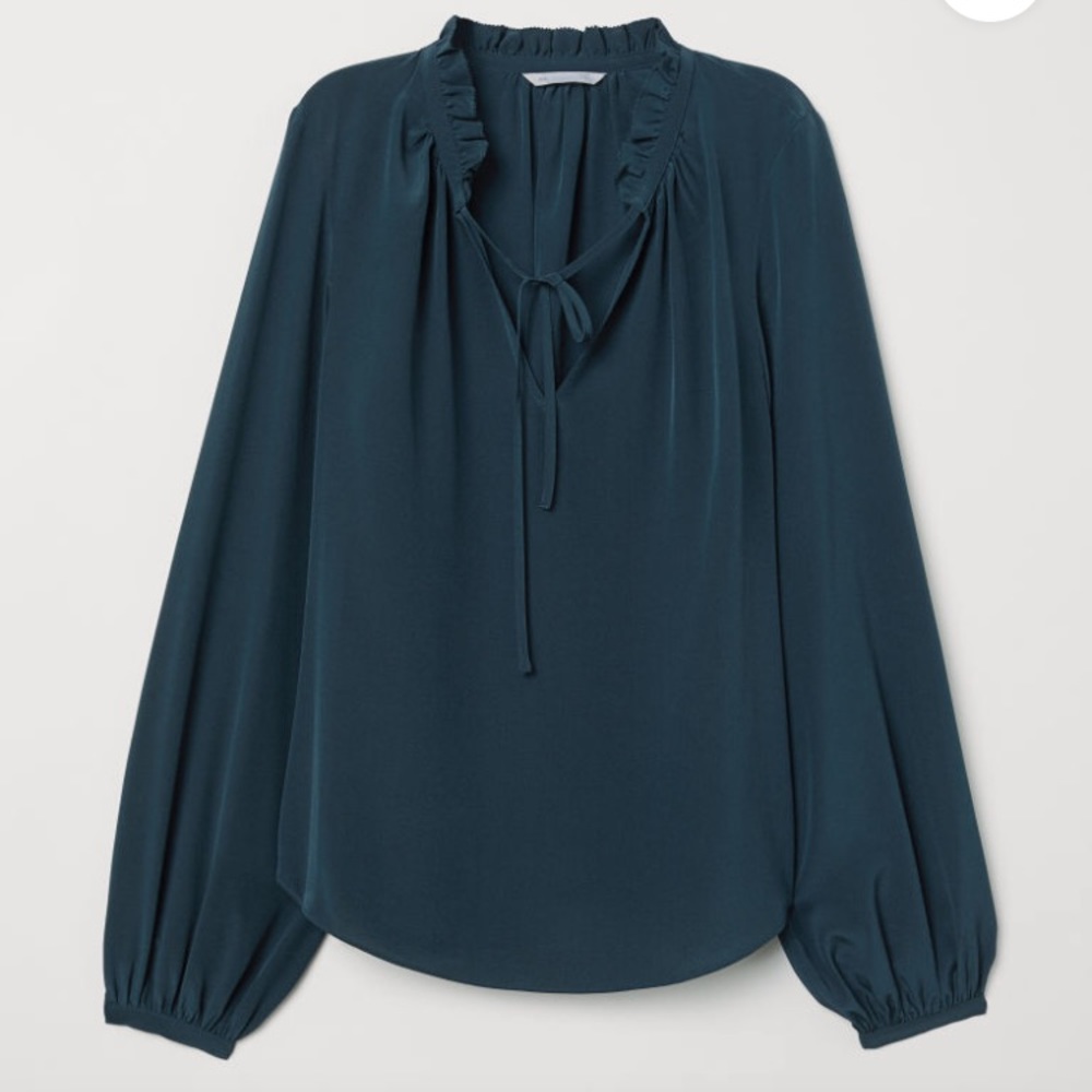 H&M silk blouse premium quality shirt  turquoise